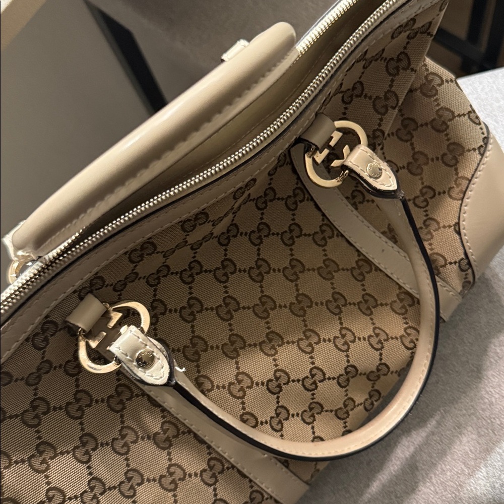 💕GUCCI Logo GG Running Shoulder Tote Bag Canvas Leather Beige GHW - Picture 15 of 16